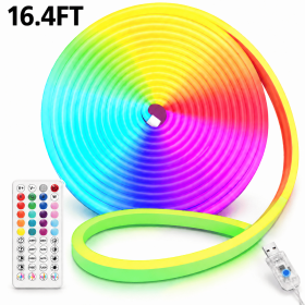 32.8 feet LED neon light, equipped with remote control APP for operation, powered by USB, waterproof flexible neon light strip, 24V RGB light string (size: 16.4FT)