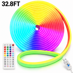 32.8 feet LED neon light, equipped with remote control APP for operation, powered by USB, waterproof flexible neon light strip, 24V RGB light string (size: 32.8FT)