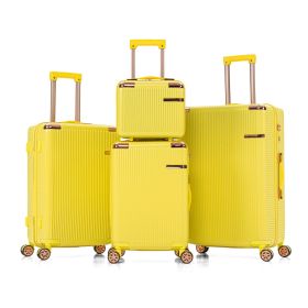 4-piece hard luggage (14/19/23/27 inches), ABS material, dual rotating four-wheel luggage, password lock, lightweight universal wheel luggage (Color: as Pic)