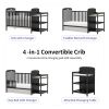 4-in-1 Convertible Baby Crib with Changing Table Combo, Wood Full Size Baby Crib, 4 Adjustable Heights, Non-Toxic Finishes