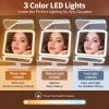 Makeup mirror, 360Â° rotatable, 1/2/3 times magnification, three lighting options, a great gift for women on their birthdays