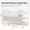4-in-1 Convertible Baby Crib with Changing Table Combo, Wood Full Size Baby Crib, 4 Adjustable Heights, Non-Toxic Finishes
